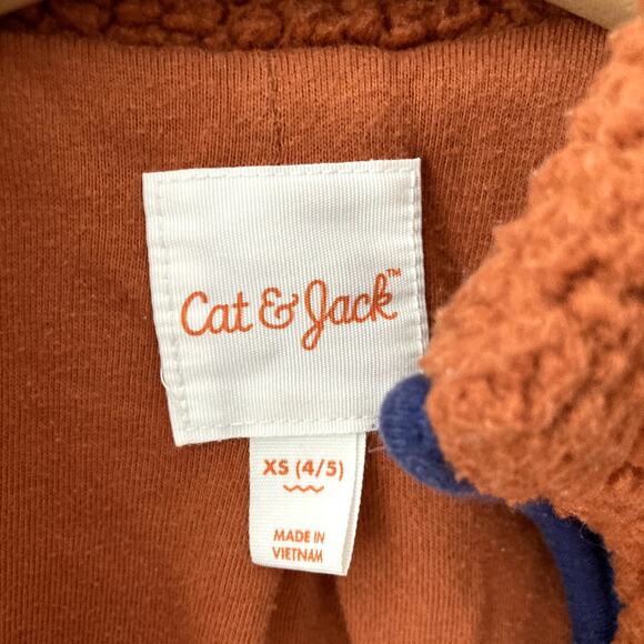 Cat & Jack Sherpa Zip Up Jacket - Animal Print, Rust - XS 4/5 - Picture 5 of 7